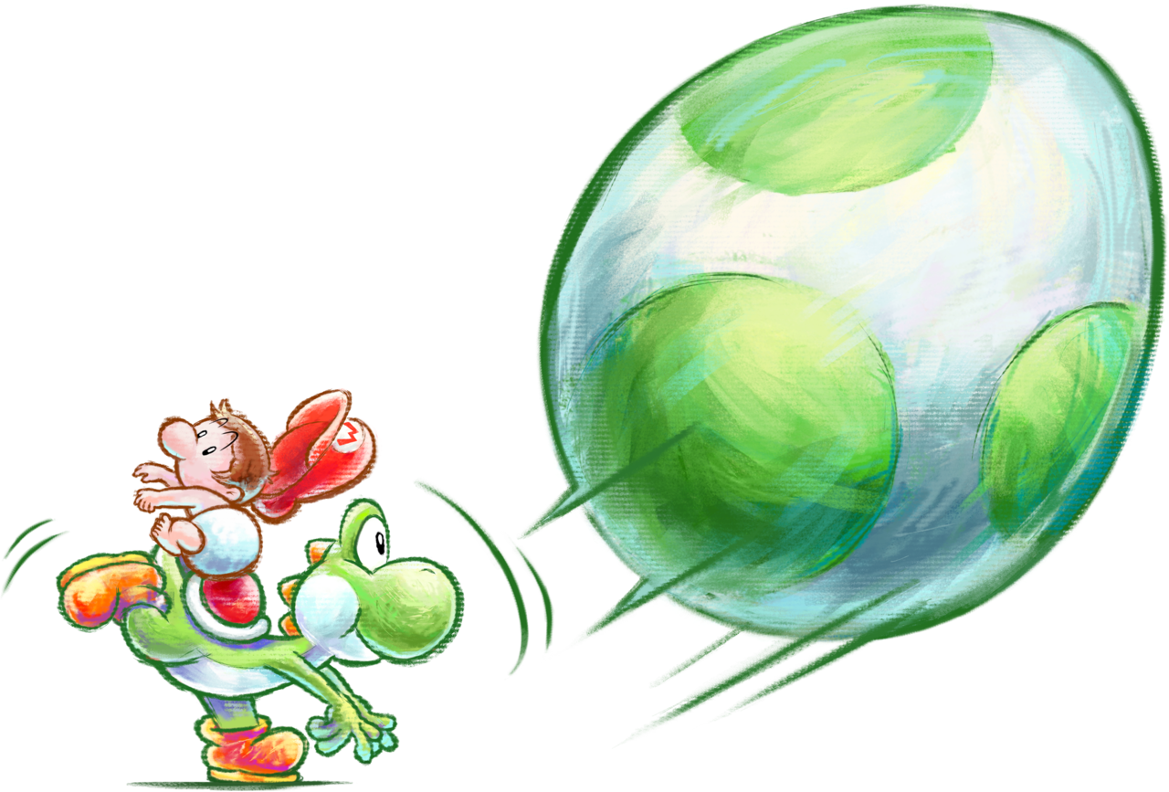 Green Yoshi & baby Mario Throwing Mega Eggdozer Blank Meme Template