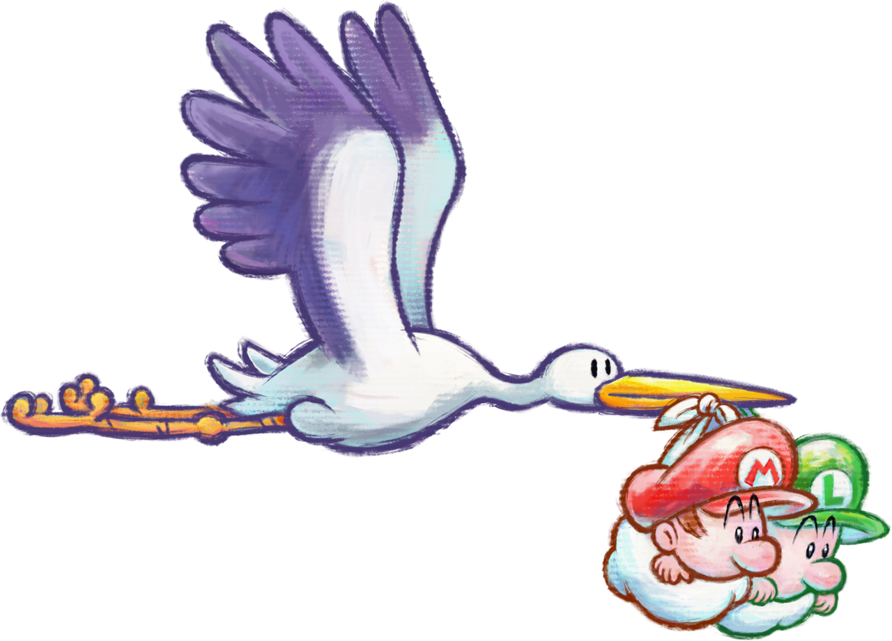 High Quality Stork & baby Mario Luigi Blank Meme Template