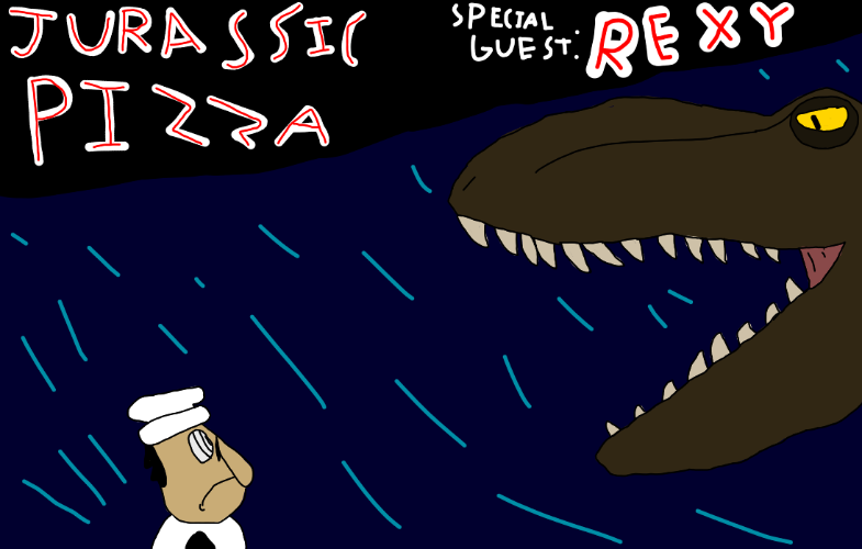 Jurassic Pizza (ft. Rexy) Blank Meme Template