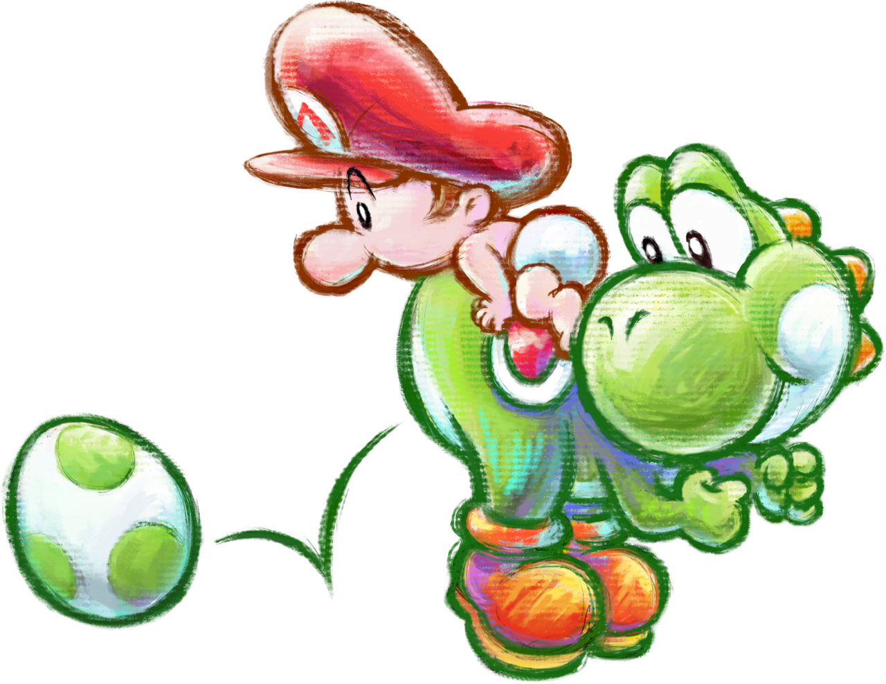 Green Yoshi & baby Mario Drop Eggs Blank Meme Template