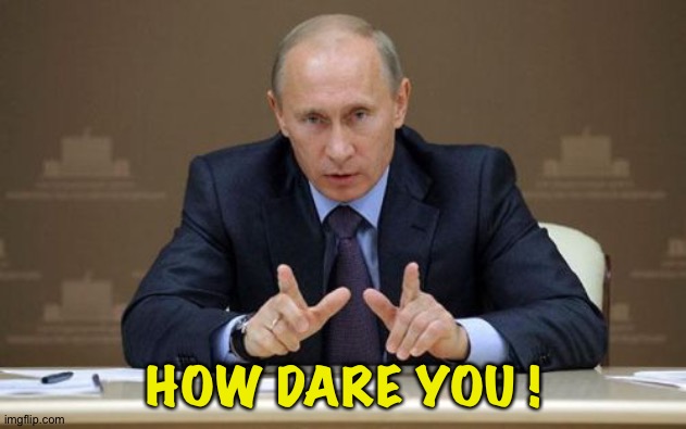 Vladimir Putin Meme | HOW DARE YOU ! | image tagged in memes,vladimir putin | made w/ Imgflip meme maker