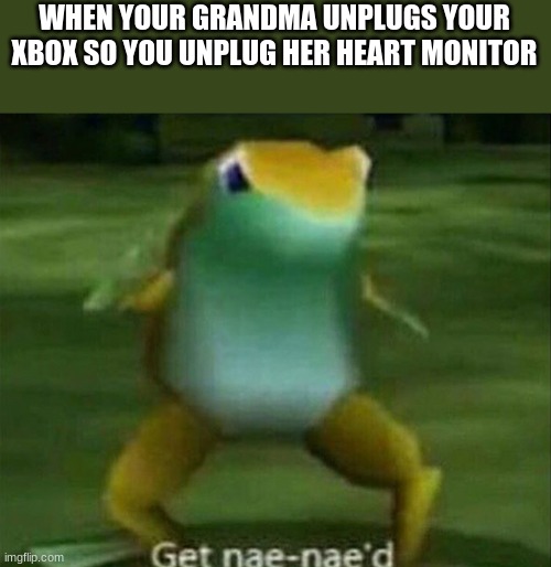 lol | WHEN YOUR GRANDMA UNPLUGS YOUR XBOX SO YOU UNPLUG HER HEART MONITOR | image tagged in get nae-nae'd | made w/ Imgflip meme maker