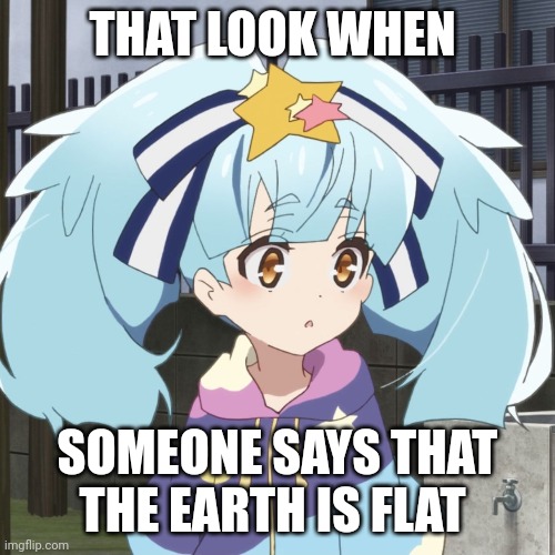 Flat Earth parody | THAT LOOK WHEN; SOMEONE SAYS THAT THE EARTH IS FLAT | image tagged in funny memes,flat earth,anime meme | made w/ Imgflip meme maker