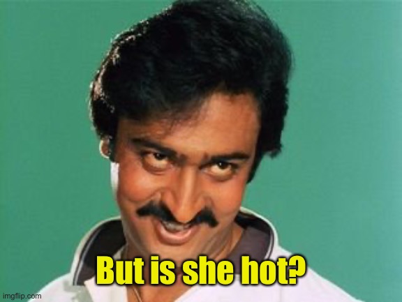 pervert look | But is she hot? | image tagged in pervert look | made w/ Imgflip meme maker