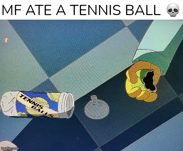 Bro ? | MF ATE A TENNIS BALL 💀 | image tagged in simpsons,homer simpson,tennis,balls | made w/ Imgflip meme maker