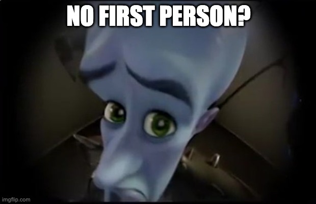 no x | NO FIRST PERSON? | image tagged in no x | made w/ Imgflip meme maker