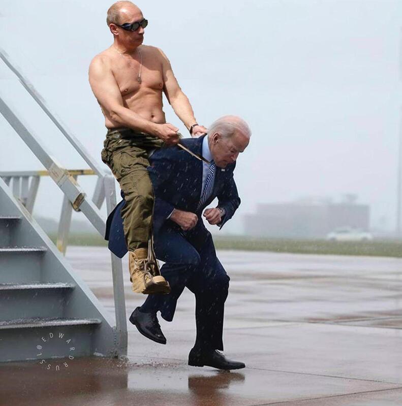 Putin riding Biden like a Donkey Blank Meme Template