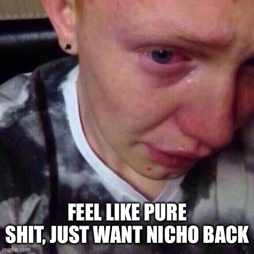 Feel like pure shit | FEEL LIKE PURE SHIT, JUST WANT NICHO BACK | image tagged in feel like pure shit | made w/ Imgflip meme maker
