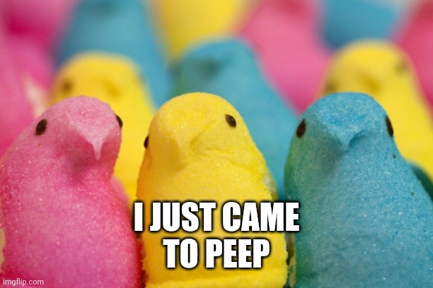 Peeps | I JUST CAME


TO PEEP | image tagged in peeps | made w/ Imgflip meme maker