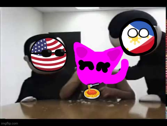 What if Americaball and Philippinesball came to my room and when im eating noodles | 🍝 | image tagged in blankroom soup,countryballs | made w/ Imgflip meme maker
