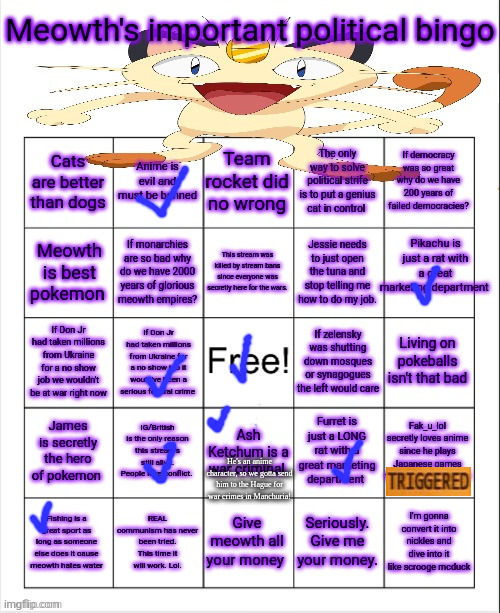 I know this is terribly outdated but I can't resist another political bingo | He's an anime character, so we gotta send him to the Hague for war crimes in Manchuria! | made w/ Imgflip meme maker
