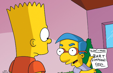 Milhouse With Bart Simpson's Soul Blank Meme Template