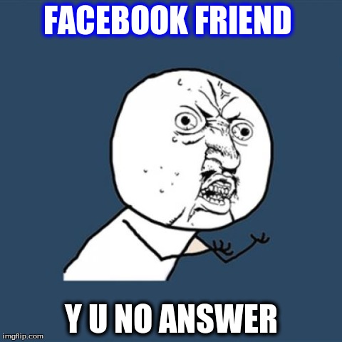 Y U No Meme | FACEBOOK FRIEND  Y U NO ANSWER | image tagged in memes,y u no | made w/ Imgflip meme maker