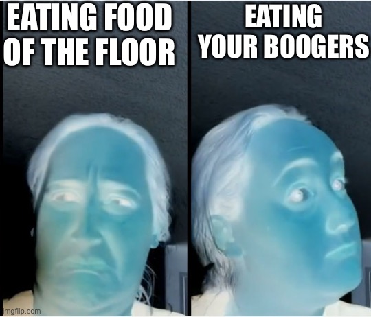 Normal human | EATING FOOD OF THE FLOOR; EATING YOUR BOOGERS | image tagged in kombucha girl | made w/ Imgflip meme maker