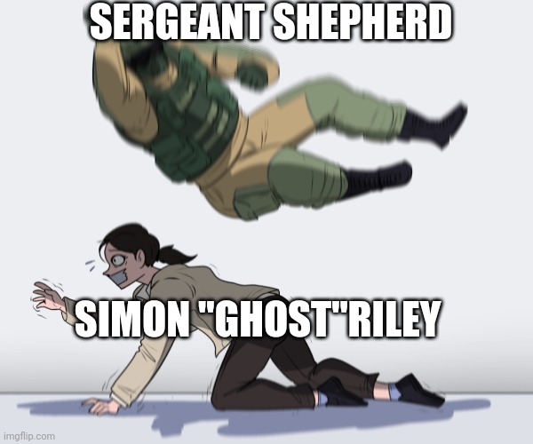 MW2  Treason | SERGEANT SHEPHERD; SIMON "GHOST"RILEY | image tagged in rainbow six - fuze the hostage | made w/ Imgflip meme maker