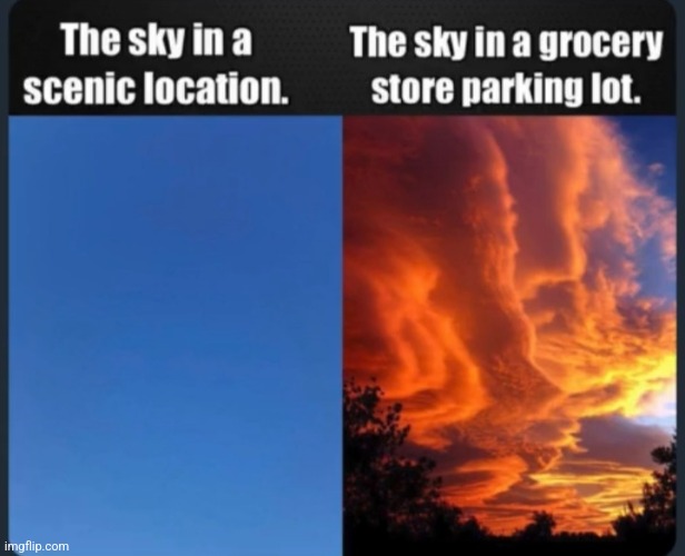 image tagged in sky,grocery store,sunset | made w/ Imgflip meme maker