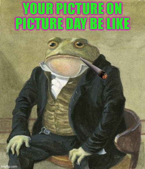 Gentleman frog | YOUR PICTURE ON PICTURE DAY BE LIKE | image tagged in gentleman frog | made w/ Imgflip meme maker
