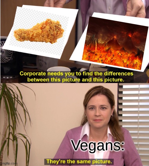They're The Same Picture Meme | Vegans: | image tagged in memes,they're the same picture | made w/ Imgflip meme maker