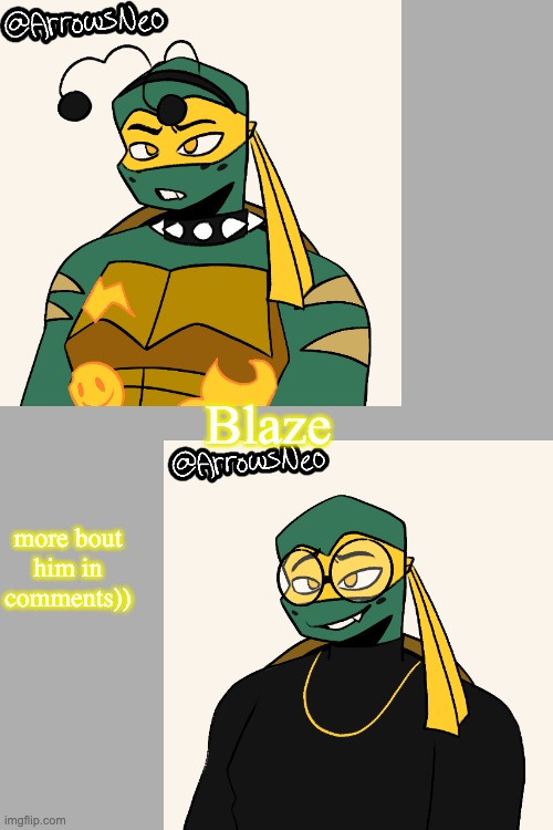 Rottmnt oc (credit goes to the creator of this picrew ) | Blaze; more bout him in comments)) | image tagged in yes | made w/ Imgflip meme maker