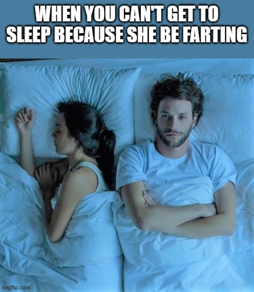 Can't Sleep Because She Be Farting | WHEN YOU CAN'T GET TO SLEEP BECAUSE SHE BE FARTING | image tagged in farting,fart,fart jokes,can't sleep,funny,memes | made w/ Imgflip meme maker