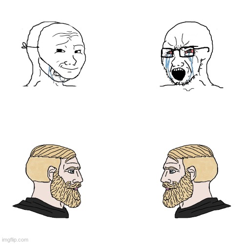 Wojack vs Chad | image tagged in wojack vs chad | made w/ Imgflip meme maker