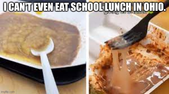 School lunch in Ohio be like. | I CAN'T EVEN EAT SCHOOL LUNCH IN OHIO. | made w/ Imgflip meme maker