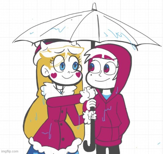 "Under the rain with you." | image tagged in star vs the forces of evil,art,cute,memes | made w/ Imgflip meme maker