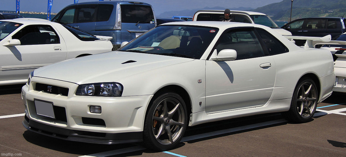 the only based R34 | image tagged in nissan skyline gtr r34 v spec ii | made w/ Imgflip meme maker