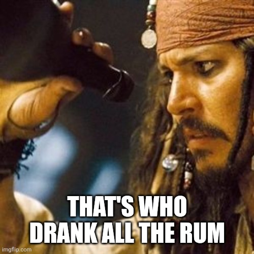 Why is the Rum Always Gone? | THAT'S WHO DRANK ALL THE RUM | image tagged in why is the rum always gone | made w/ Imgflip meme maker