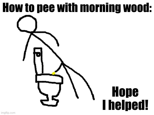 Tip to brighten your day :) | How to pee with morning wood:; Hope I helped! | image tagged in boner,pee | made w/ Imgflip meme maker
