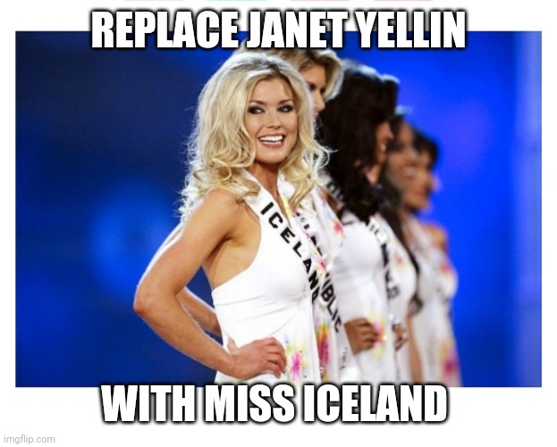 REPLACE JANET YELLIN WITH MISS ICELAND | made w/ Imgflip meme maker