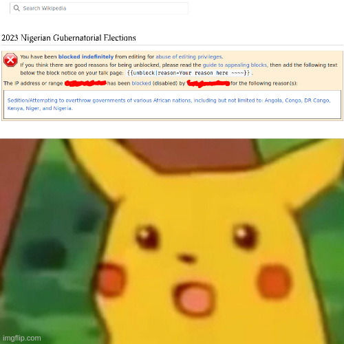 IT WAS A MISINPUT. | image tagged in memes,surprised pikachu | made w/ Imgflip meme maker