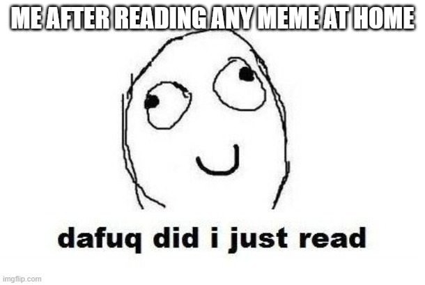 Dafuq Did I Just Read | ME AFTER READING ANY MEME AT HOME | image tagged in memes,dafuq did i just read | made w/ Imgflip meme maker