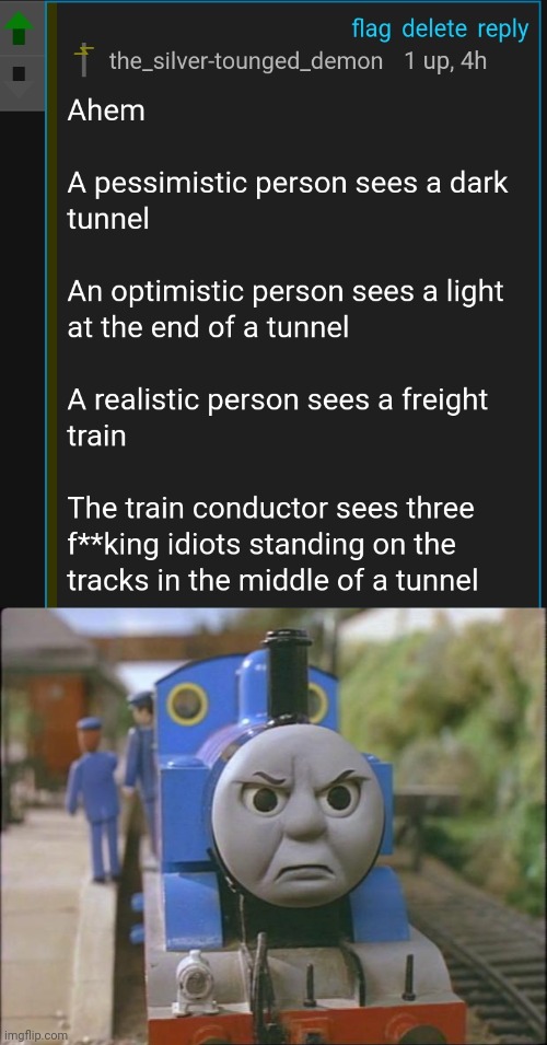 Do They Want To Die? I Think So... | image tagged in thomas the tank engine | made w/ Imgflip meme maker