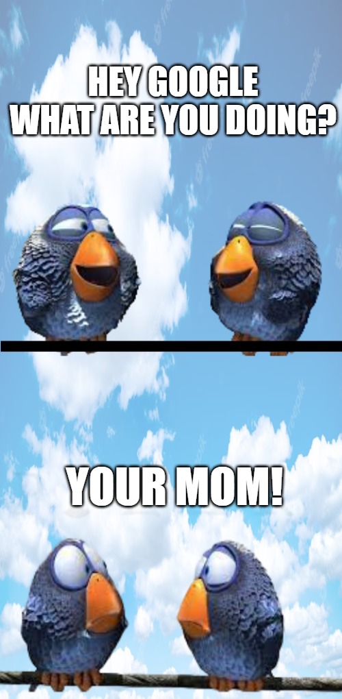 HEY GOOGLE WHAT ARE YOU DOING? YOUR MOM! | image tagged in hey google | made w/ Imgflip meme maker