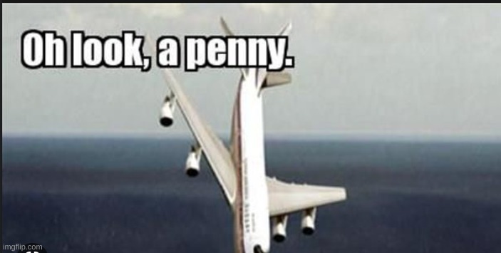 Yes a penny | image tagged in plane,dark humor | made w/ Imgflip meme maker
