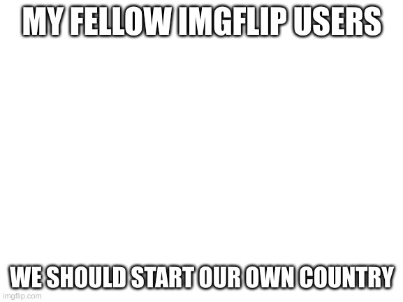 like seriously though | MY FELLOW IMGFLIP USERS; WE SHOULD START OUR OWN COUNTRY | image tagged in blank white template | made w/ Imgflip meme maker