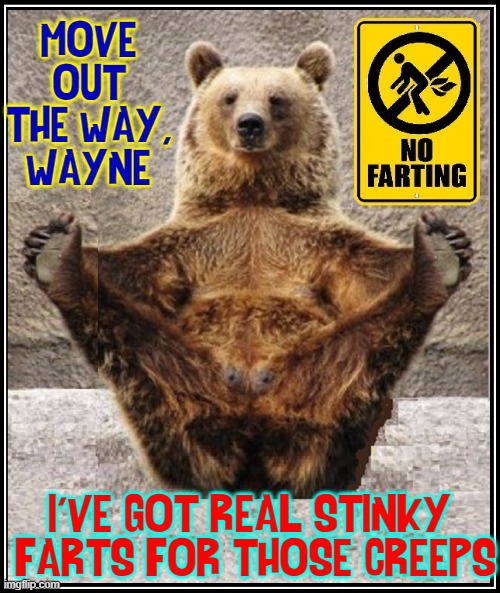 MOVE OUT THE WAY, WAYNE I'VE GOT REAL STINKY 
FARTS FOR THOSE CREEPS | made w/ Imgflip meme maker