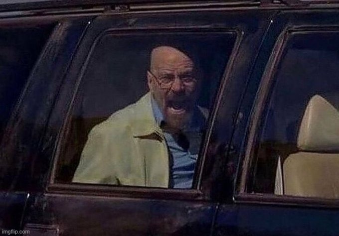 Walter White screaming at Hank | image tagged in walter white screaming at hank | made w/ Imgflip meme maker