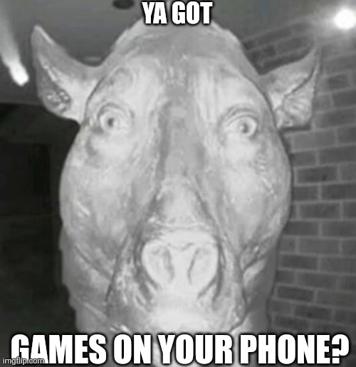 Doorbell Pig | YA GOT; GAMES ON YOUR PHONE? | image tagged in doorbell pig | made w/ Imgflip meme maker