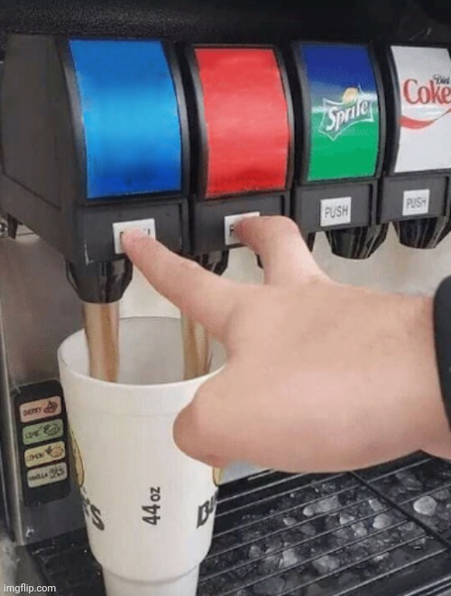 Pushing two soda buttons | image tagged in pushing two soda buttons | made w/ Imgflip meme maker