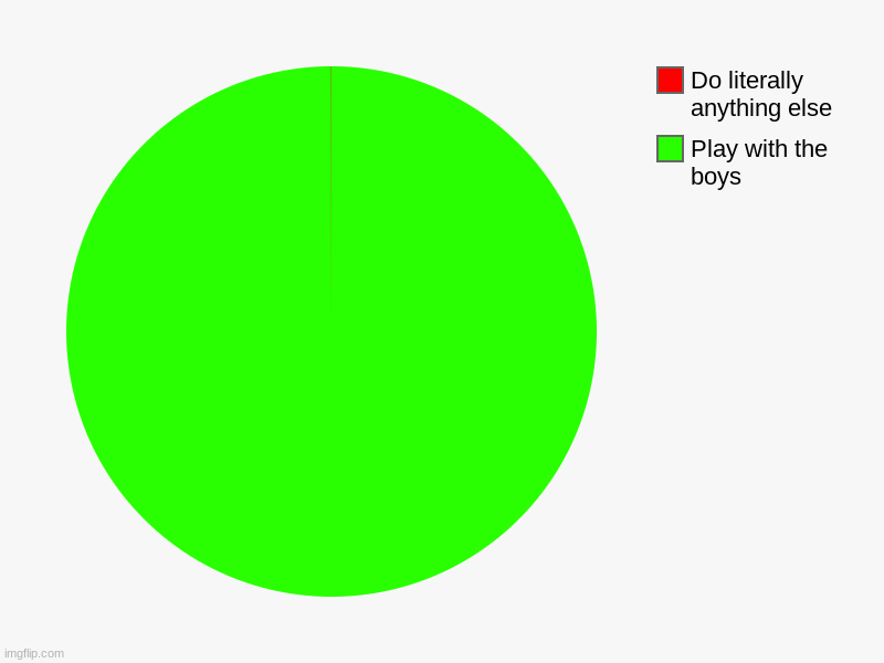 Just the truth | Play with the boys , Do literally anything else | image tagged in charts,pie charts | made w/ Imgflip chart maker