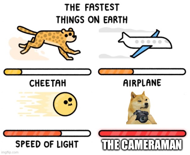 He’s as fast as Sonic and the flash combined | THE CAMERAMAN | image tagged in fastest thing possible,camera | made w/ Imgflip meme maker
