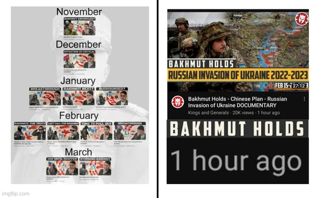 glorious capture of artyomovsk is always 2 weeks away, no more and no less, comrade | made w/ Imgflip meme maker