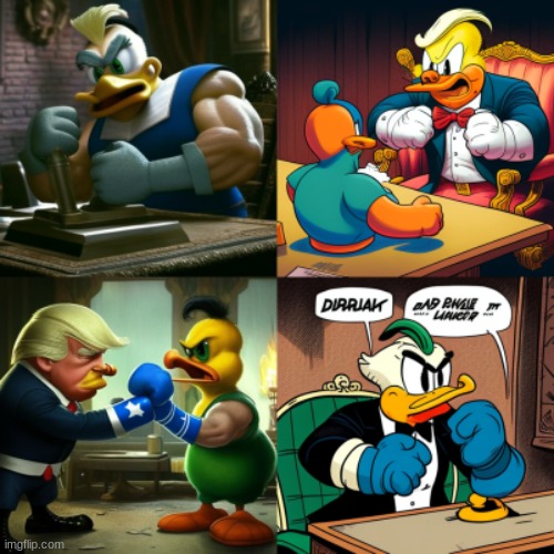 AI Donald VS Donald | image tagged in donald trump,donald duck | made w/ Imgflip meme maker