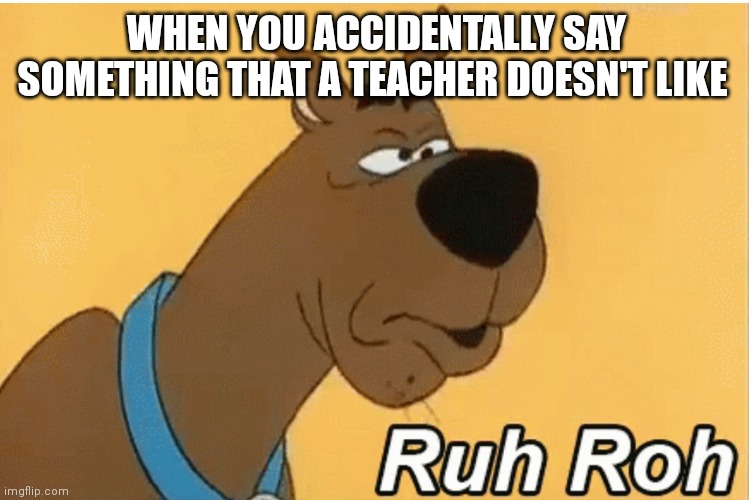 Time to hide nowhere | WHEN YOU ACCIDENTALLY SAY SOMETHING THAT A TEACHER DOESN'T LIKE | image tagged in funny memes,scooby doo | made w/ Imgflip meme maker