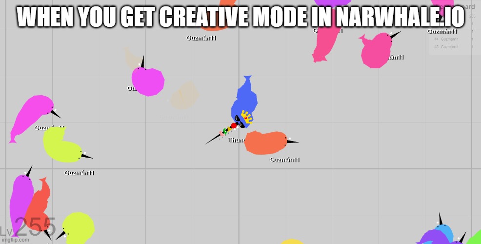 Narwhale.io MAXXX | WHEN YOU GET CREATIVE MODE IN NARWHALE.IO | image tagged in narwhale io maxxx,creative,mode,lol,why are you reading the tags,perfection | made w/ Imgflip meme maker