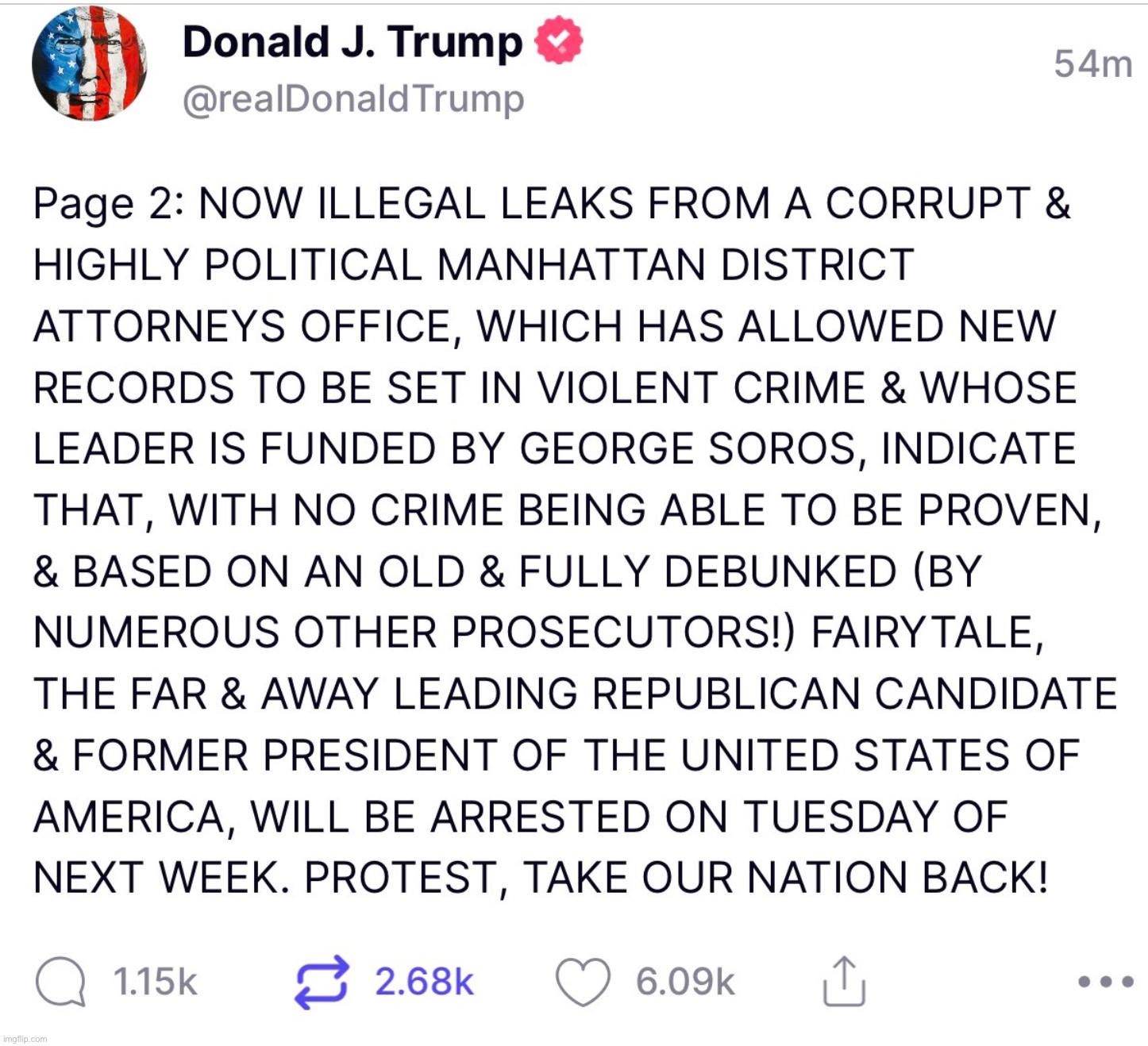 Donald Trump Truth imminent arrest | image tagged in donald trump truth imminent arrest | made w/ Imgflip meme maker