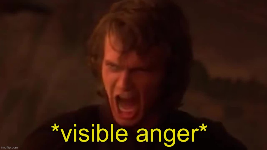 Anakin Screaming in Anger (Liar) | *visible anger* | image tagged in anakin screaming in anger liar | made w/ Imgflip meme maker