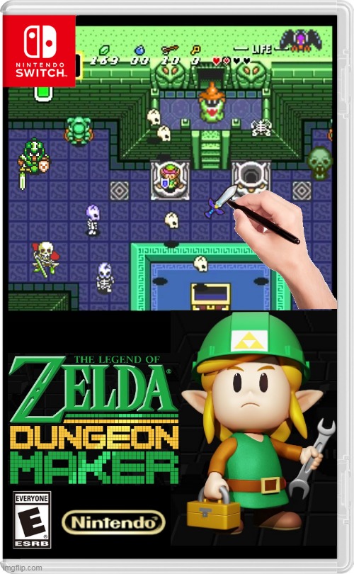 MARIO MAKER, BUT ZELDA | image tagged in nintendo switch,the legend of zelda,link,zelda,mario maker,fake switch games | made w/ Imgflip meme maker